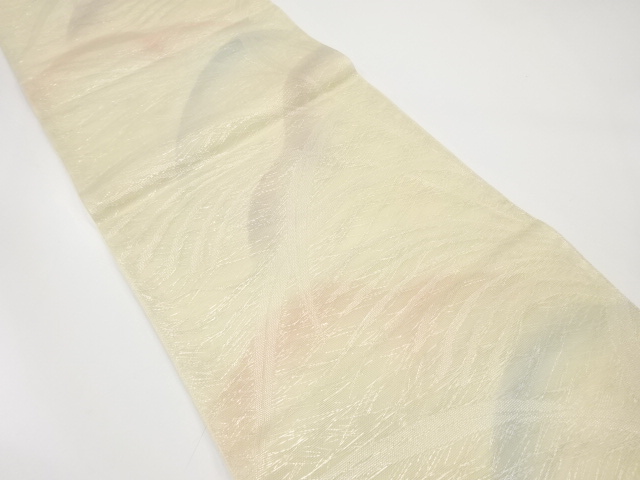 未使用品　正絹　紗　遠山に芒模様織り出し　夏用袋帯(未仕立て)